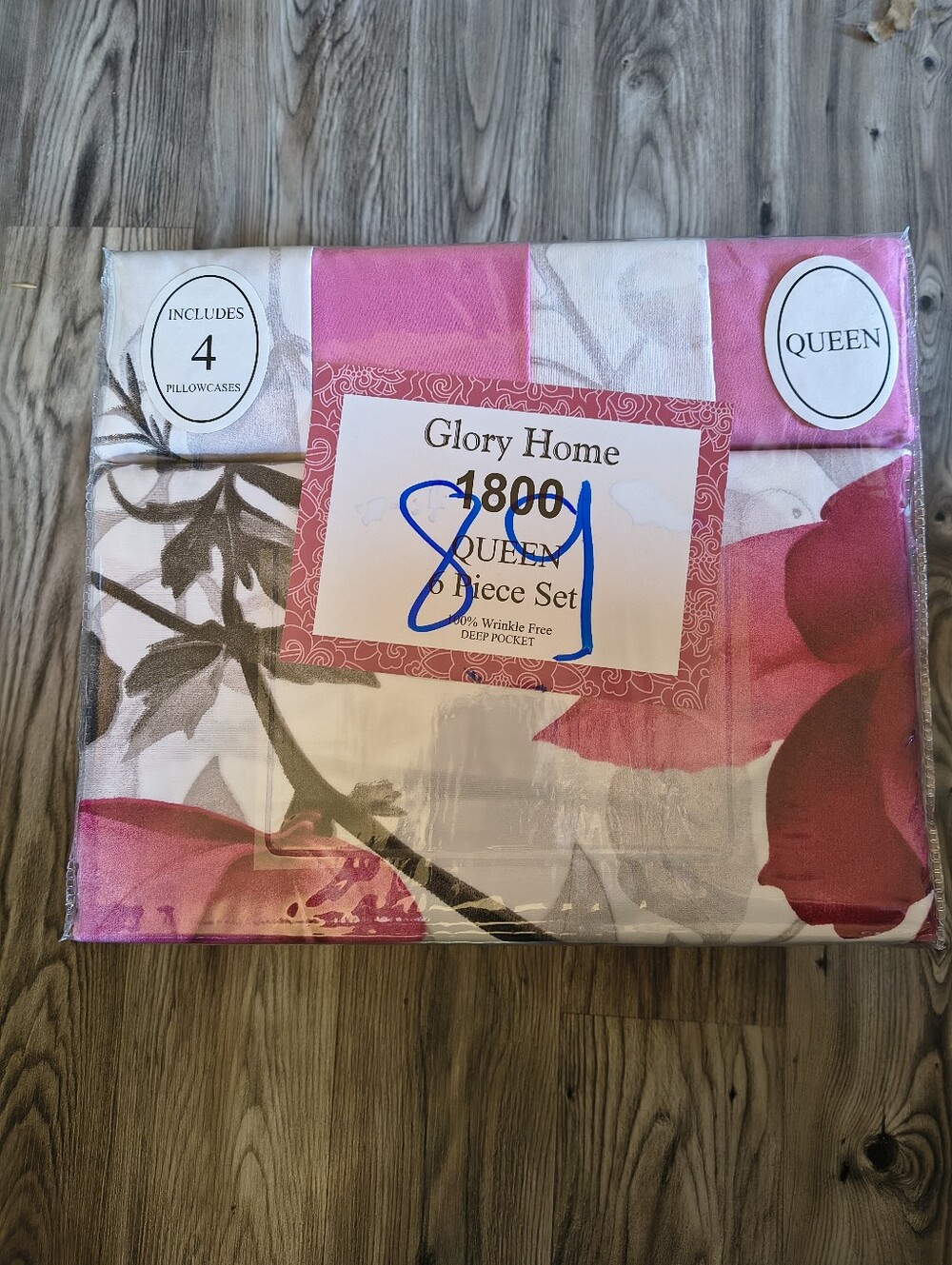 Queen 4-Piece Bedding Set - Pink And White Floral